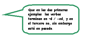 Llamada rectangular redondeada: Que en los dos primeros ejemplos  los verbos terminan en d / -ed, y en el tercero no, sin embargo est en pasado.