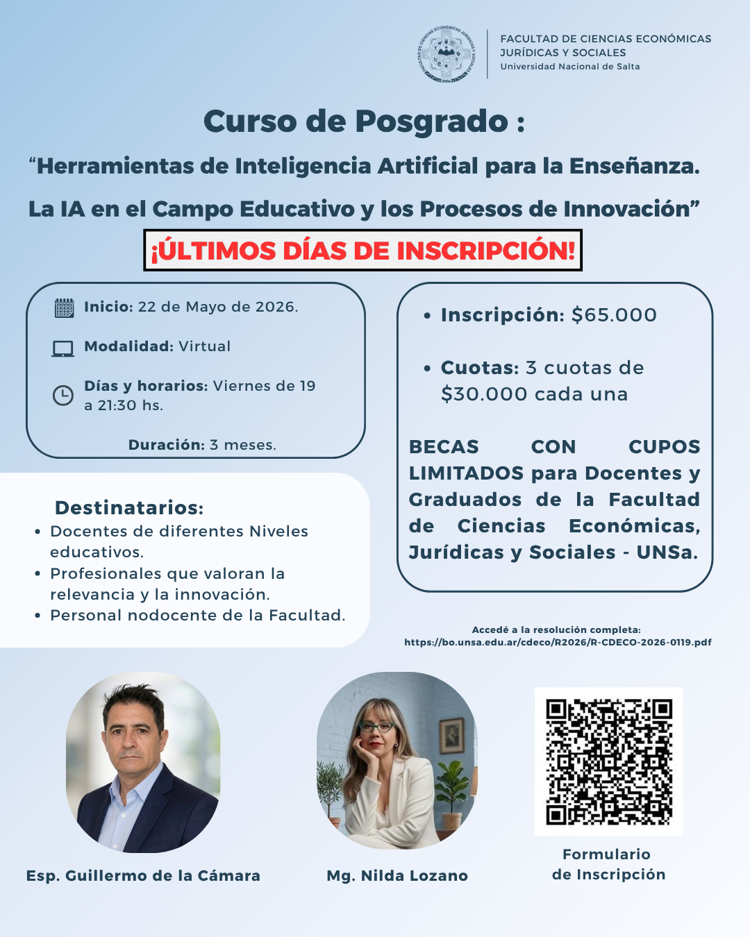Curso de Posgrado: "Herramientas de Inteligencia Artificial para la Enseñanza. La IA en el Campo Educativo y los Procesos de Innovación"  - Últimos días de inscripción - Inicio: 22/05/2026