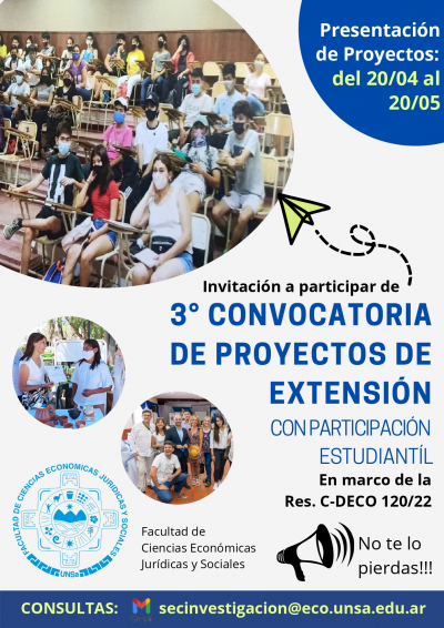 Lleg&oacute; la 3ra Convocatoria de Proyectos de Extensi&oacute;n Universitaria con Participaci&oacute;n Estudiantil